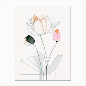 Lotus Flower Bouquet Minimal Line Drawing 2 Canvas Print