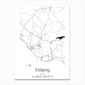 Esbjerg,Denmark Minimalist Map Canvas Print