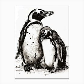 Emperor Penguin Snuggling With Their Mate 4 Canvas Print