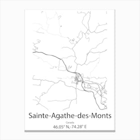 Sainte Agathe Des Monts,Canada Minimalist Map Canvas Print