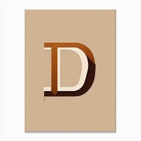 D  Letter, Alphabet Retro Minimal Canvas Print