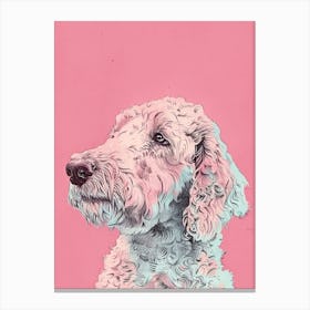 Pastel Watercolour Curly Coated Retriever Dog Line Illustration 1 Canvas Print