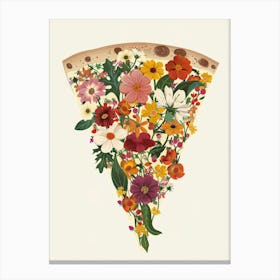 Slice Of Pizza With Flowers Canvas Print