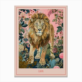 Floral Animal Painting Lion 2 Poster Canvas Print
