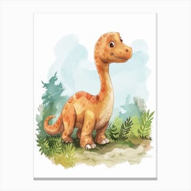 Cute Watercolour Of A Camarasaurus Dinosaur 2 Canvas Print