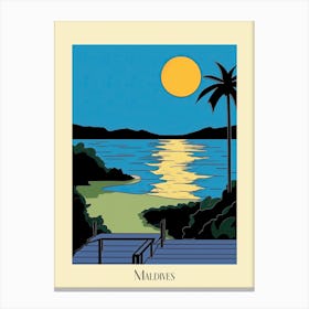 Poster Of Minimal Design Style Of Maldives 1 Canvas Print