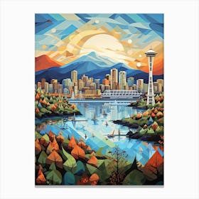 Vancouver, Canada, Geometric Illustration 4 Canvas Print
