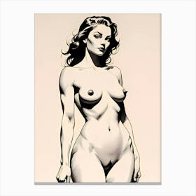 Ethereal Confidence: A Drawing Of A Nude Beautiful Woman Canvas Print