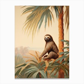 Sloth 2 Tropical Animal Portrait Canvas Print