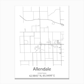 Allendale,United States Minimalist Map Canvas Print