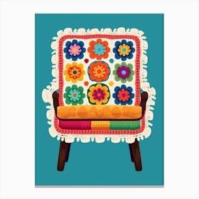 Vintage Crochet Chair Illustration 1 Canvas Print