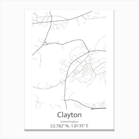 Clayton Le Moors,United Kingdom Minimalist Map Stampe su tela