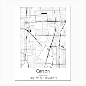 Carson City,United States Minimalist Map Canvas Print