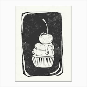 Cupcake Linocut Style Canvas Print