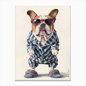 British Bulldog In Pajamas 3. Canvas Print