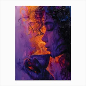 Woman Drinking Coffee Canvas Print