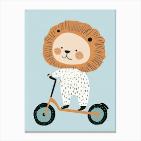 Lion Riding A Bike Canvas Print