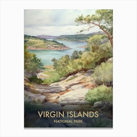 Virgin Islands National Park Watercolour Vintage Travel Poster 1 Canvas Print