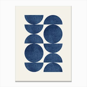 Scandinavian Pattern Half-moon Circle Abstract Minimalist - Dark Blue Navy Canvas Print