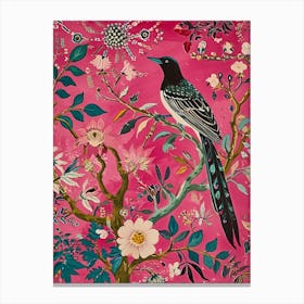 Floral Animal Painting Magpie 2 Canvas Print