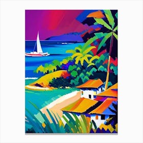 Ilha Do Mel Brazil Colourful Painting Tropical Destination Canvas Print