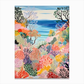 Coral Beach, Australia, Matisse And Rousseau Style 2 Canvas Print