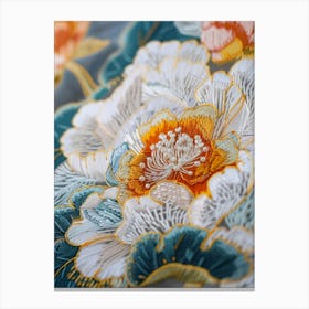 Peony Embroidery 1 Canvas Print