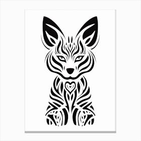 Linocut Fox Pattern 8 Canvas Print