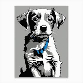 Small dog with a blue collar Canvas Print