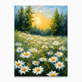 Daisies in the Meadow ~ Summer Oil Painting Vibrant Countryside Summer Landscape Feature Wall Decor - Botanical Stampe su tela