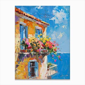 Balcony Painting In Corfu 3 Canvas Print