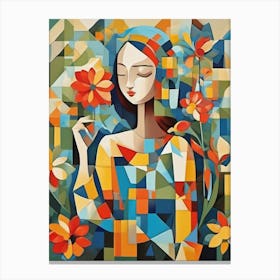 Abstract Of Woman With Flowers Canvas Print