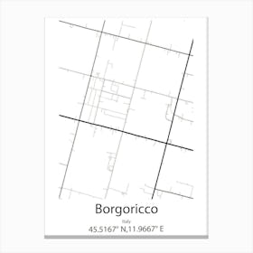 Borgoricco,Italy Minimalist Map Canvas Print