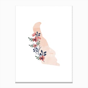 Delaware Watercolor Floral State Canvas Print