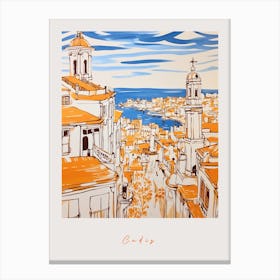 Cadiz Spain Orange Drawing Poster Canvas Print