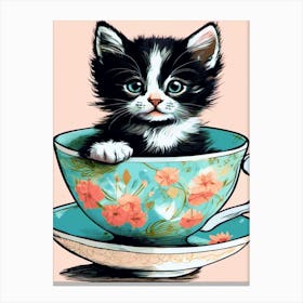 Kitten In A Teacup 2 Canvas Print