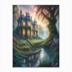 Abandoned Riverside Manor Print Canvas Print