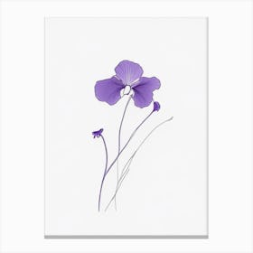 Violets Floral Minimal Line Drawing 4 Flower Canvas Print