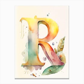 R  Letter, Alphabet Storybook Watercolour 1 Canvas Print