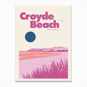 Croyde Beach, North Devon (Pink) Canvas Print