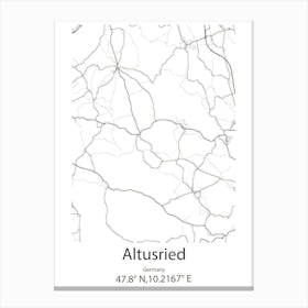 Altusried,Germany Minimalist Map Canvas Print