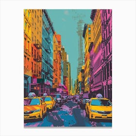 Soho South Of Houston Street New York Colourful Silkscreen Illustration 1 Canvas Print