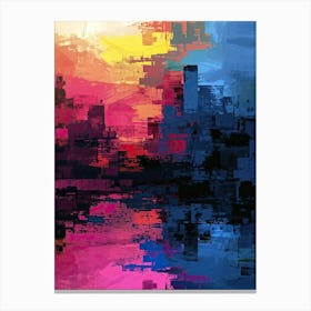 Abstract City Skyline | Pixel Minimalism Art Series Canvas Print