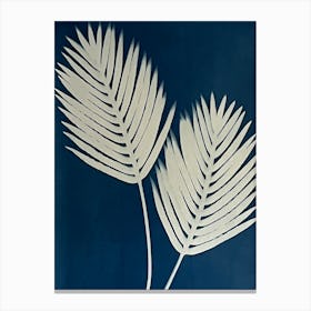 Blue cyanotype palm leaves 1 Canvas Print