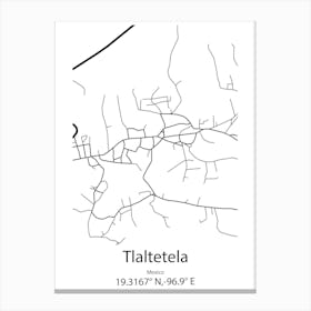 Tlaltetela,Mexico Minimalist Map Canvas Print