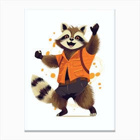 Raccoon Dancing Illustration  Canvas Print
