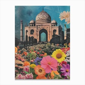 Delhi   Floral Retro Collage Style 2 Canvas Print