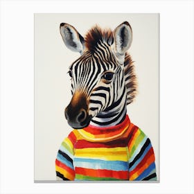 Baby Animal Wearing Sweater Zebra 1 Canvas Print