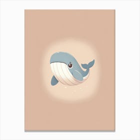 Cute Whale Pastel Neutral Colours Calming Canvas Print