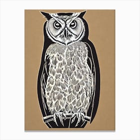 Eastern Screech Owl Linocut Bird Canvas Print